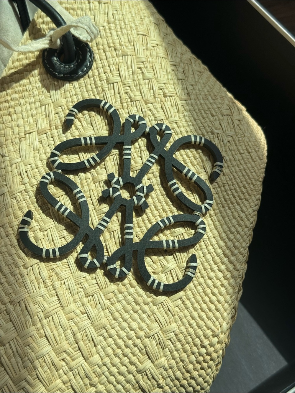 Loewe Natural Straw Tote with Black Anagram Emblem - Picture 6 of 6